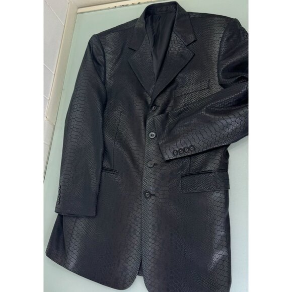 New Faux Leather Snake Skin Print Lapel Jacket Blazer Mens 38R Ventless NWOT